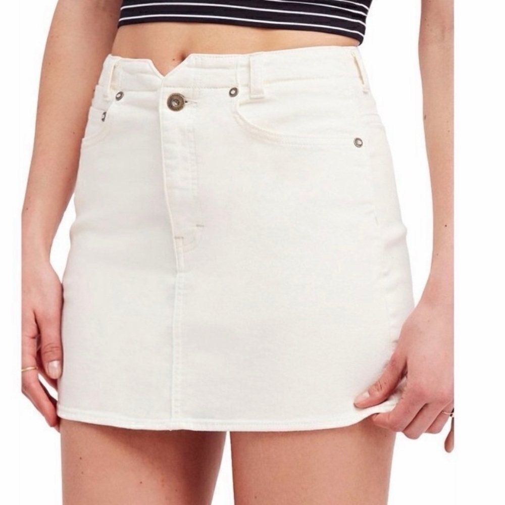 We The Free Cream Denim Skirt